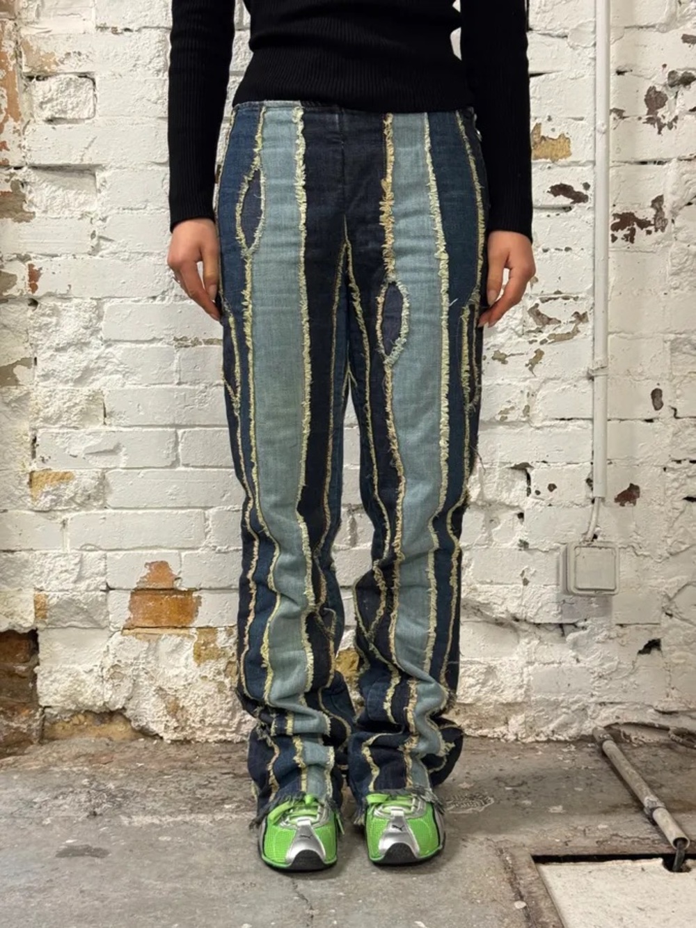 Moschino Distressed Two-Tone Stripe Men’s Jeans - Light & Dark Blue - Picture 7 of 7
